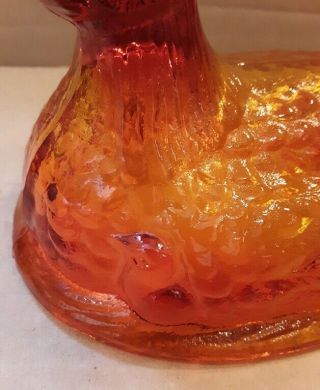 Vintage Large Amberina Glass Hen On Nest ESTATE FIND 1970 ' s 4