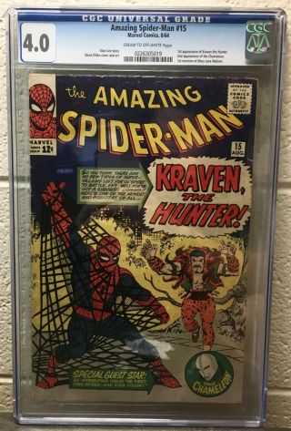 The Spider - Man 15 Cgc 4.  0 1st Appearance Of Kraven 1964