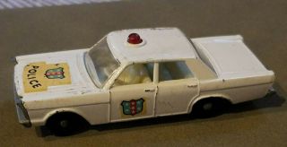 Vintage 1960s Matchbox Lesney 55 Ford Galaxie Police Car Diecast Car