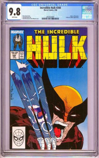Incredible Hulk 340 Cgc 9.  8 Nm/mt Mcfarlane Wolverine Cover/story Marvel Bin