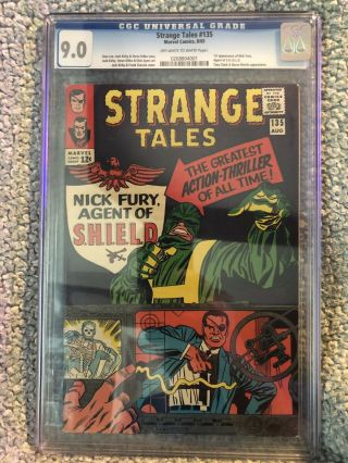 Strange Tales 135 Cgc 9.  0 (ow - W) 1st Appearance Of Nick Fury,  Agent Of Shield