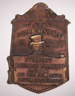 Old Mr.  Boston Straight Bourbon Whiskey Vintage Antique 1936 Whisky Label 1930 