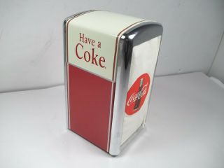 Pre Owned 1992 Coca Cola Vintage Napkin Holder W/some Coke Napkins Lite Wear
