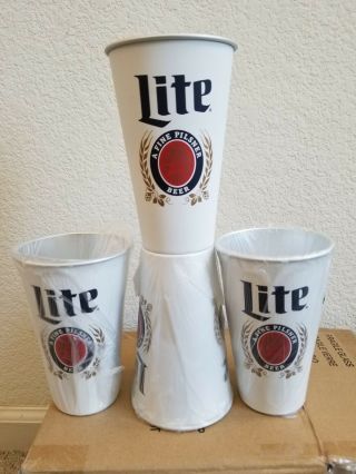 (4) Miller Lite Aluminum Cups 22oz.  Man Cave Bar Tailgate Party (last Set)