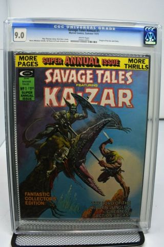 Savage Tales Annual Featuring Ka - Zar 1 Cgc 9.  0 Marvel Comics 1975 Origin Zabu