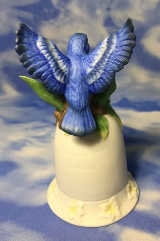 Mann Mario Bernini Bluebird & Lily Flower Porcelain Bell Figurine EVC 3