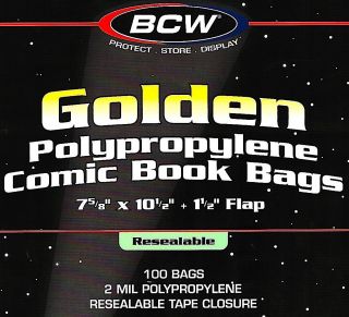 1000 Bcw Golden Resealable Comic Bags