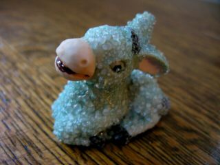 Vintage Collectible Miniature Ceramic Donkey Figurine Turquoise Sugar Textured