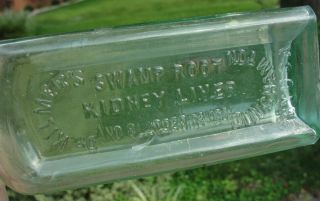 Antique DR.  KILMER ' S SWAMP ROOT KIDNEY LIVER BLADDER Medicine Aqua Glass Bottle 5