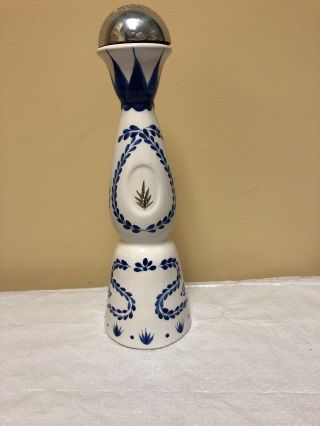 Clase Azul Reposado Tequila Empty 750ml Bottle Hand Painted W/ Bell On Top