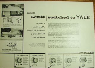 1955 Yale & Towne Door Locks Levitt & Sons Switched Levittown Pa Home Photos Ad
