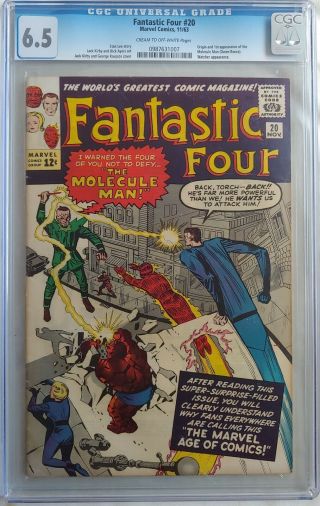 Fantastic Four 20 (1963) Cgc 6.  5 1st App Of Molecule Man Lee Kirby
