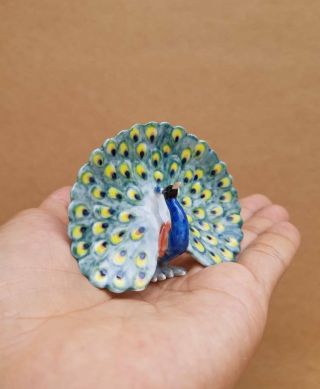 Wild Animal Ceramic Figurine Peacock Peafowl Handmade Souvenir Collectible Gift