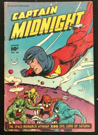 Captain Midnight 66 Solid Vg 1948 Space Alien Cover,  Without A Body More