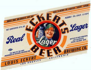 Eckert Brewing Real Lager Beer Label T Shirt Los Angeles Ca Small - Xxxlarge F