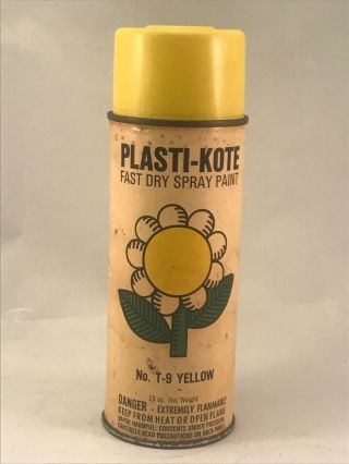 Plastikote Yellow Paper Label Picture Can Vintage Spray Paint Can Krylon