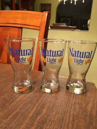Vintage Natural Light Beer Glasses Set Of 3
