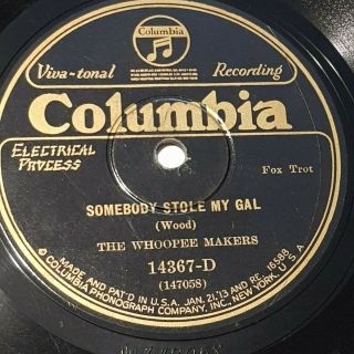 1928 Hot Jazz With Scat 78rpm The Whoopee Makers Fred Hall Somebody Stole My Gal