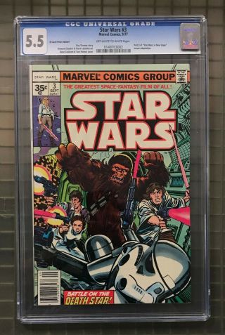 Star Wars 3 Marvel Comics 1977 Rare 35 Cent Price Variant Cgc 5.  5 A Hope