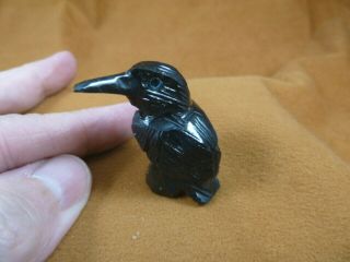 (y - Bir - Ra - 223) 1.  5 " Black Raven Crow Onyx Carving Peru Figurine Bird Noir Magpie