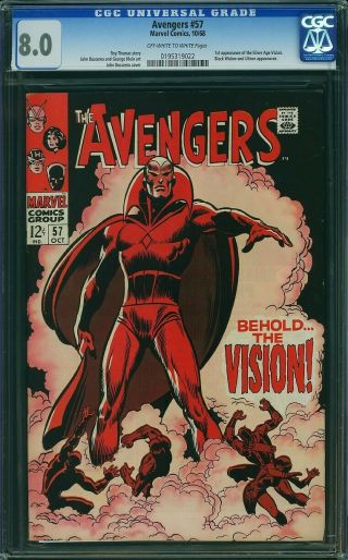 Avengers 57 Cgc 8.  0 Marvel Comics 1968,  1st Appearance Of Vision