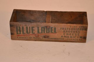 Vintage PABST - ETT Blue Label Cheese Wood Box Advertising Dairy Pabst Beer Maker 3