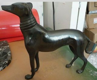 Greyhound Metal Figurine Statue 7 1/2 Inches Tall 8 Inches Long Rare Htf