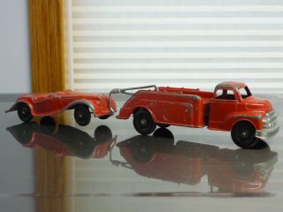 Hubley Tootsie Toy Tow Truck Wrecker And Car.  Paint 100 Complete