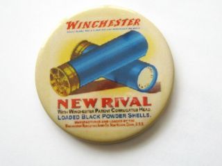 Vintage Advertising Pocket Mirror Winchester Rival Black Powder Shells