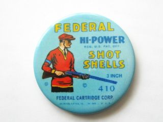 Vintage Advertising Pocket Mirror Federal Hi - Power Shot Shells