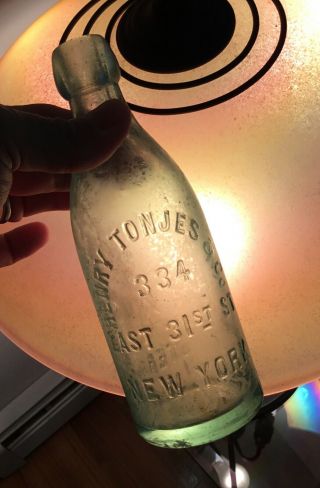 Old Ny Henry Tonjes Blob Top Beer Soda Bottle From 334 East 31st St Advertising