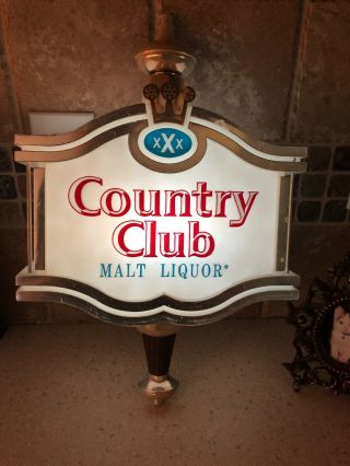Antique Lighted Country Club Malt Liquor Beer Bar Sign Pearl Brewing Pub Decor
