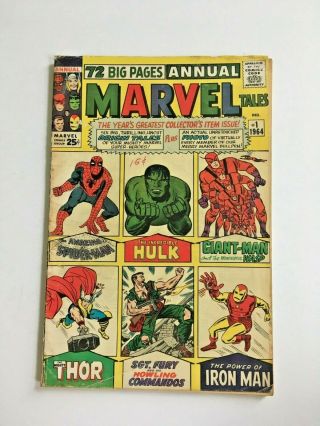 Marvel Tales 1 Annual 1964 Spider - Man Hulk Thor Iron Man Nick Fury Gd - Cover