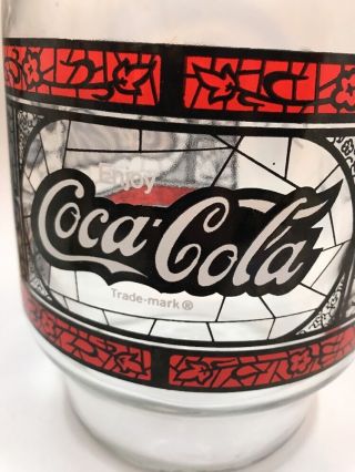 Vintage Coca Cola Pitcher Stained Glass Style Coke Enjoy