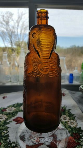 Vintage 1930s Amber Color Elephant Shape Figural Clorox Bottle
