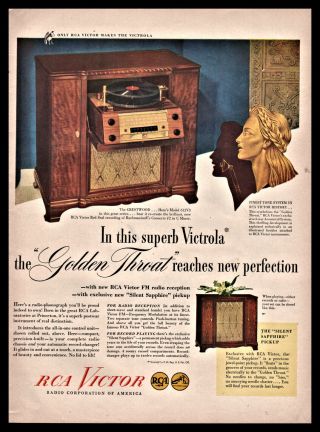1947 Rca Victor Crestwood Antique Console Radio Phonograph Ad