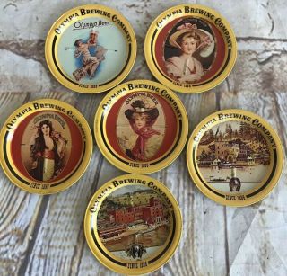 Vintage Olympia Brewing Company Olympia Beer Metal Coasters Set Of 6