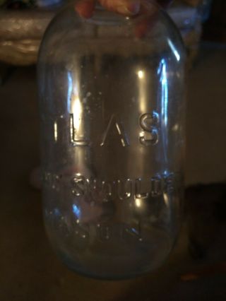Atlas Strong Shoulder,  Mason Jar,  1/2 Gallon,  Antique,  Canning,  Pickling
