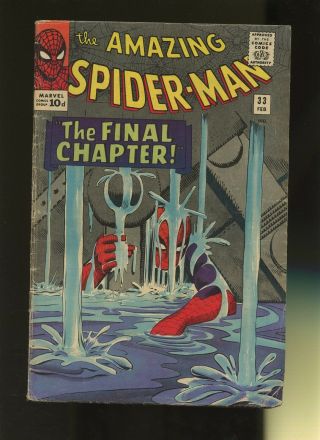 Spider - Man 33 Vg,  4.  5 1 Book Marvel,  The Final Chapter,  Key Ditko Issue