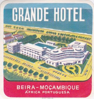 Mozambique Beira Grande Hotel Vintage Luggage Label Lbl0481