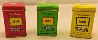 3 Vintage John Wagner & Sons Mini Tea Tins Hill Garden India Jasmine Irish