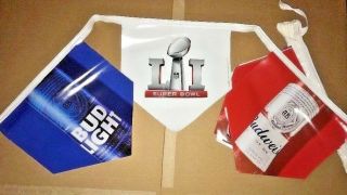 Budweiser - Bud Light Beer String Banner,  Flags.  Red,  White,  Blue,  Bowl