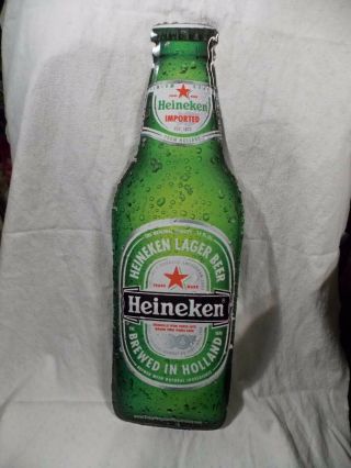 Vintage Collectible Heineken Beer Bottle Metal Sign - Embossed Heineken - Great Bar