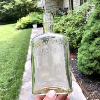 Blown Whiskey Flask Bottle Angelo Myers Philadelphia Pa Clear Early Pre - Pro