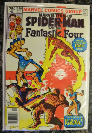 Marvel Team - Up 100 (dec 1980) Spider - Man Fantastic Four 1st Karma Newsstand Nm