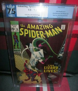 Pgx Not Cgc Rated 7.  5 Spider - Man 76 The Lizard Lives 1969