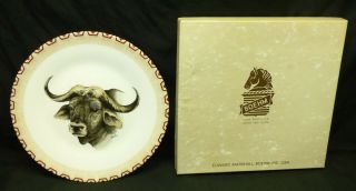 Vtg 1978 Boehm African Buffalo Porcelain Plate W/ Box Great World Animals Wwf Le
