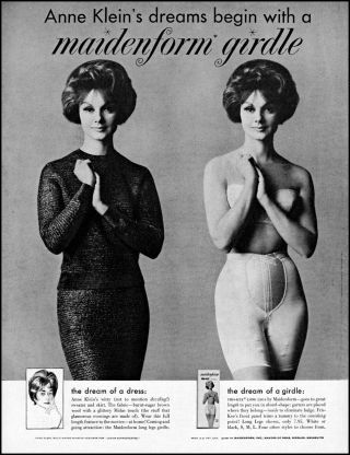 1960 Woman In Bra Girdle Maidenform Ann Klein Dress Vintage Photo Print Ad Adl72