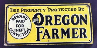 Vintage Oregon Farmer Tin Litho Sign