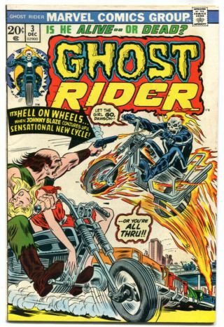 Ghost Rider 3 Fn,  6.  5 First Series Marvel 1973 Son Of Satan Cameo